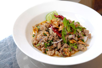 Spicy duck food Northeast of Thailand.