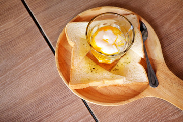 Breakfast poached egg and toast