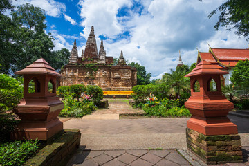Wat Chet Yot, seven pagoda temple It is a major tourist attraction in Chiang Mai, Thailand.with...