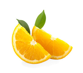Orange fruit. Orang slice isolate on white. With clipping path.