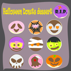 Halloween Donuts flat design elements concept