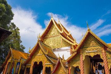 Fototapeta premium Buddhist Temple name Wat Phra That Doi Suthep in Chiang Mai city, Thailand - The most beautiful golden stupa in Thai. ​