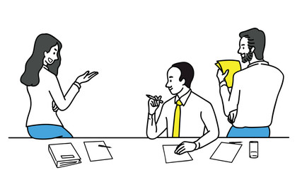 Friends talking in team