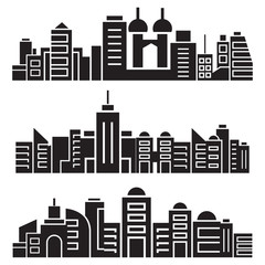 cityscape silhouette or city skyline set on white background