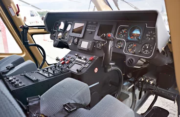 Fotobehang Cockpit helicopter pilot dashboard © Sergey Ryzhov