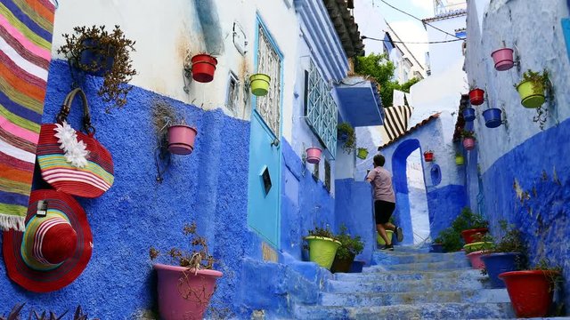 Wide Angle: Man Running Up Some Stairs