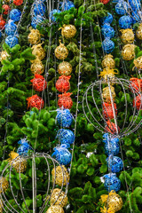 Fototapeta premium Background of christmas tree and decorations