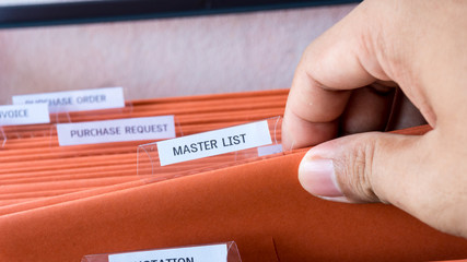 Business file of master list document record