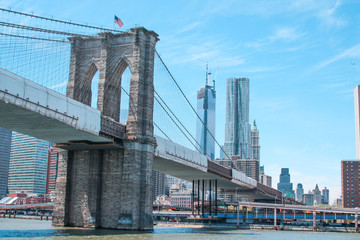 Brooklyn bridge from a ferry