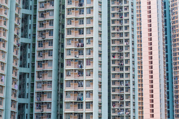 Fototapeta na wymiar Apartment facade in Hong Kong