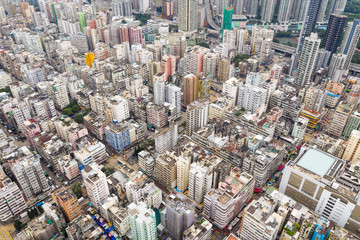 Fototapeta premium Top view of Hong Kong in kowloon side