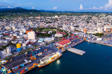 Obraz premium Aerial view of Ishigaki downtown of Japan
