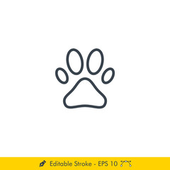 Dog Paw Icon / Vector - In Line / Stroke Design