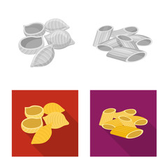 Vector illustration of pasta and carbohydrate symbol. Collection of pasta and macaroni stock symbol for web.