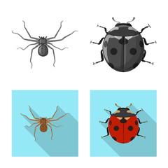 Vector illustration of insect and fly icon. Set of insect and element vector icon for stock.