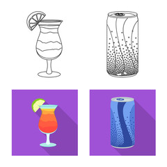 Vector design of drink and bar symbol. Collection of drink and party vector icon for stock.