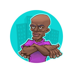 Afro man avatar. Male character in cartoon style. Vector illustration, eps 10.