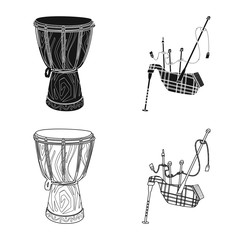 Vector design of music and tune icon. Set of music and tool stock vector illustration.