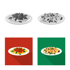 Isolated object of pasta and carbohydrate symbol. Set of pasta and macaroni vector icon for stock.