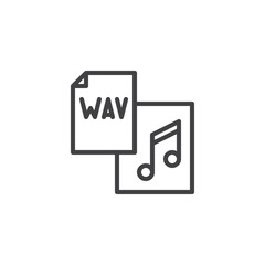 Wav file format outline icon. linear style sign for mobile concept and web design. Music file document simple line vector icon. Symbol, logo illustration. Pixel perfect vector graphics