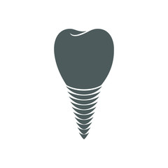 Tooth dental implant icon. Symbol dentistry and innovation technology future in medical science. Sign tooth implant. Vector illustration