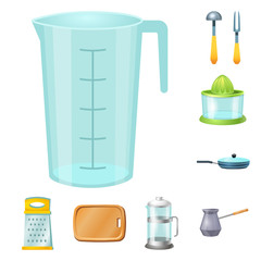 Isolated object of kitchen and cook icon. Set of kitchen and appliance vector icon for stock.