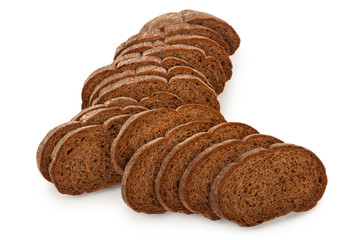Rye bread on white background