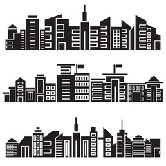 city skyline silhouette set
