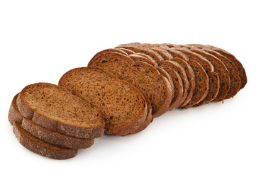 Rye bread on white background