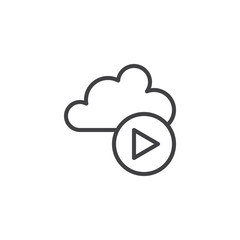 Cloud Media outline icon. linear style sign for mobile concept and web design. Cloud with play button simple line vector icon. Symbol, logo illustration. Pixel perfect vector graphics