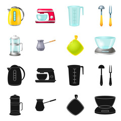 Isolated object of kitchen and cook icon. Set of kitchen and appliance stock vector illustration.