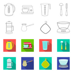 Isolated object of kitchen and cook logo. Collection of kitchen and appliance vector icon for stock.