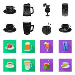 Isolated object of drink and bar logo. Collection of drink and party stock vector illustration.