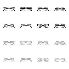 Isolated object of glasses and frame icon. Set of glasses and accessory stock vector illustration.