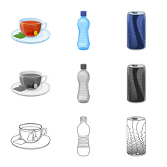 Vector illustration of drink and bar symbol. Collection of drink and party stock symbol for web.