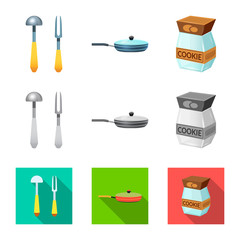 Isolated object of kitchen and cook symbol. Set of kitchen and appliance stock vector illustration.