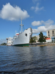 ships at the port berth in Kaliningrad, military and research vessels