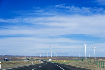 Fototapeta premium wind power generation under the blue sky