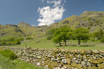 Fototapeta na wymiar Langdale Pikes at head of Great Langdale, Lake District