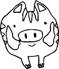 Monochrome Graffiti of cute wild boar