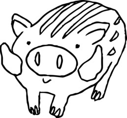 Monochrome Graffiti of cute wild boar