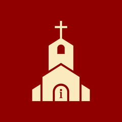 Church icon, Religion building, christian, christianity temple icon with information sign. Church icon and about, faq, help, hint symbol