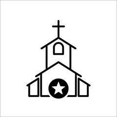 Church icon, Religion building, christian, christianity temple icon with star sign. Church icon and best, favorite, rating symbol