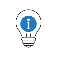 Light Bulb icon, Idea, solution, thinking icon with information sign. Light Bulb icon and about, faq, help, hint symbol