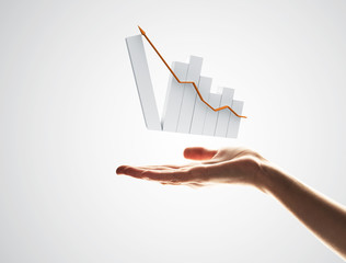 Concept of financial growth and progress by increasing arrow in palm