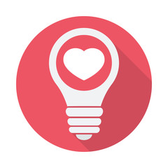 Light Bulb icon, Idea, solution, thinking icon with heart sign. Light Bulb icon and favorite, like, love, care symbol