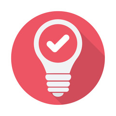 Light Bulb icon, Idea, solution, thinking icon with check sign. Light Bulb icon and approved, confirm, done, tick, completed symbol