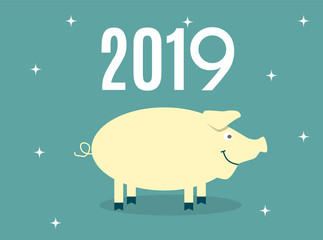 2019 Happy New Year and Marry Christmas Background. Vector Illustration