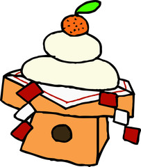 Graffiti style New Year's Japanese Rice Cake