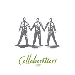 Team, collaboration, teamwork, partnership, business concept. Hand drawn isolated vector.
